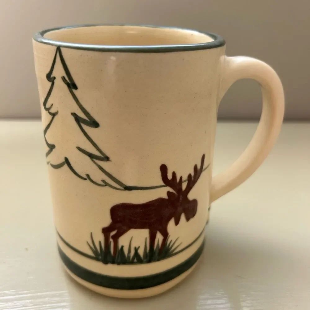 Harry & David Cream & Green Moose Mug Collectible